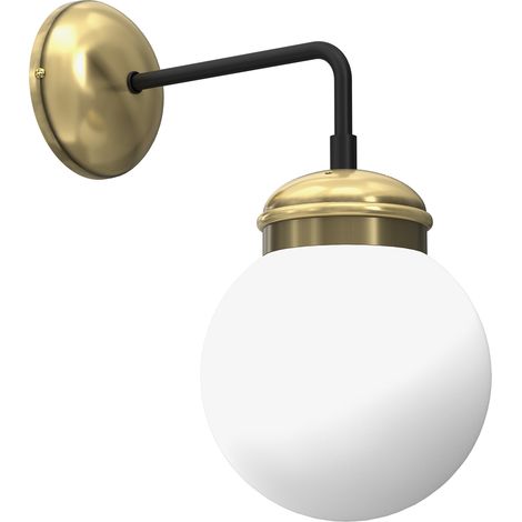 Applique loft Hydro dorée globe verre blanc E14 Luminex