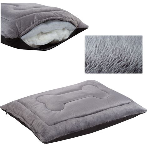 Panier pour chien, coussin pour chien, Welsti en fourrure grise M 70x50 (1/5)