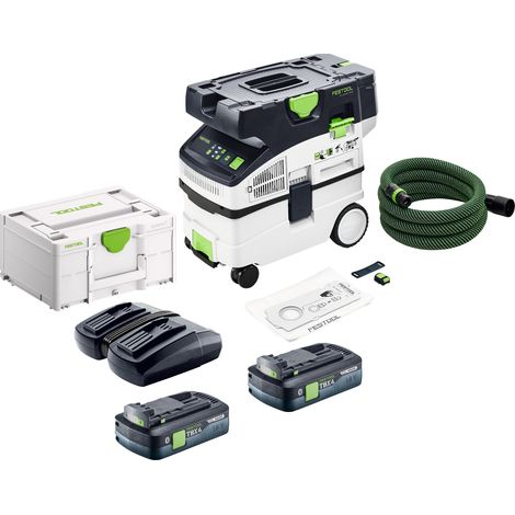 Festool CTLC MIDI I-Basic Akku Absaugmobil 36 V ( 2x 18 V ) Staubklasse L + 2x Akku 4,0 Ah + Doppelladegerät + Systainer