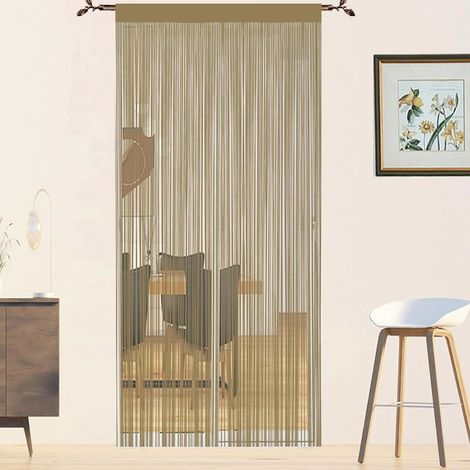 Rideau moustiquaire pour fenêtres, portes, cloisons de chambre, salon, placards (écru, 90 x 245 cm) (1/5)