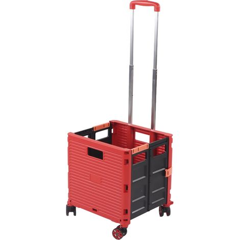 Chariot utilitaire pliable 55 L 80 kg (176 lb) avec roulements, tige de traction télescopique, roues universelles silencieuses et frein. Caisse roulante portable. (1/5)