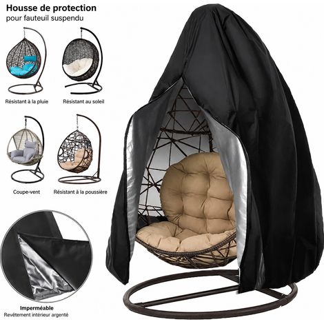 Housse de protection pour fauteuil suspendu œuf 115190cm en tissu Oxford noir avec fermeture éclair 115 190cm 700 g – Livraison gratuite (1/5)