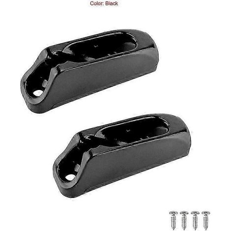 Lot de 2 taquets de serrage autobloquants en nylon noir pour cordage de bateau, pour accessoires nautiques. Diamètre maximal du cordage : 4 mm. Vis à tête plate de 3 mm. (1/5)