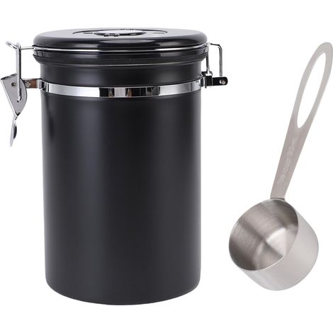 Boîte à café avec doseur et traqueur de date, Acier inoxydable 304 hermétique, Conservation optimale des arômes pour grains et thé (1/5)