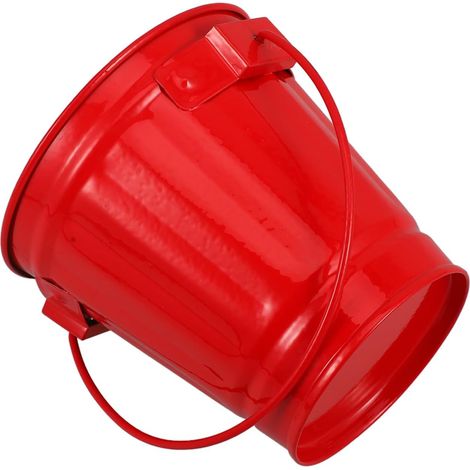 Petit Seau En Métal Robuste Petit Format, Mini Contenant Décoratif En Métal Avec Poignée, Rangement Bureau Et Goûter, Seau Multifonctionnel Rouge Portable, (1/5)