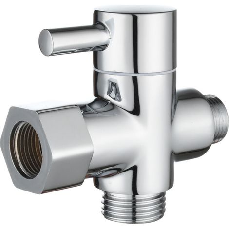 Lntyq Vanne 3 Voies en Laiton Massif 3/8"-12/17 T Adaptateur Vanne de Derivation pour Toilette WC, Chromé