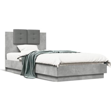 Cadre de lit tête de lit gris béton 75x190 bois ingénierie (1/5)