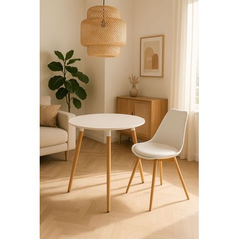 Estilo Nórdico - Mesa Tower Redonda 60 cm - Blanco (1/5)