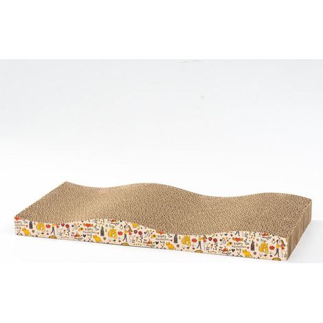 43 x 21cm Carton Griffoir Incurvé Réversible, Tapis à Gratter pour Chat (1/5)
