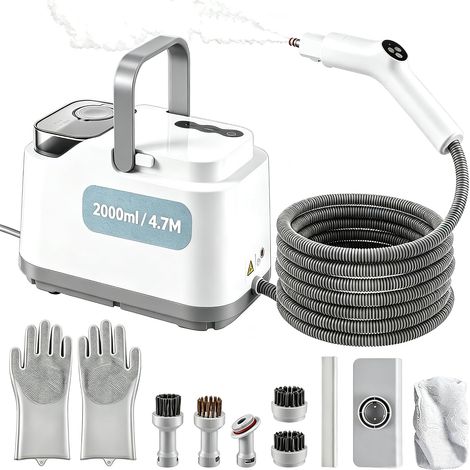 Nettoyeur Vapeur Portable 1500W 4 Bar Nettoyeur Vapeur Haute Pression Steam Cleaner, Chauffage Instantané 10S,2L Réservoir,Câble 4.7M, Nettoyant Vapeur Nettoyeur Vapeur a Main pour Cuisine Voiture Sol (1/5)