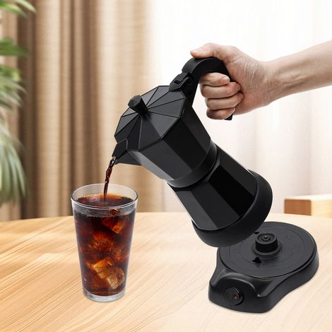 6 Tassen Espressokocher Espresso Bereiter Maschine Elektrisch Mokka Maker 300ml
