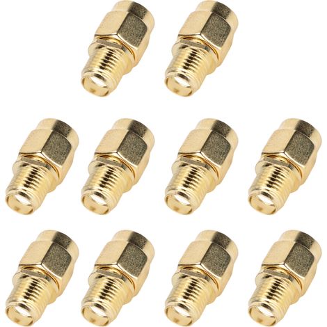 10 adaptateurs RF coaxiaux SMA femelle vers RP-SMA femelle, connecteurs de ligne coaxiale, kit de câbles, lot de 10 pièces (1/5)