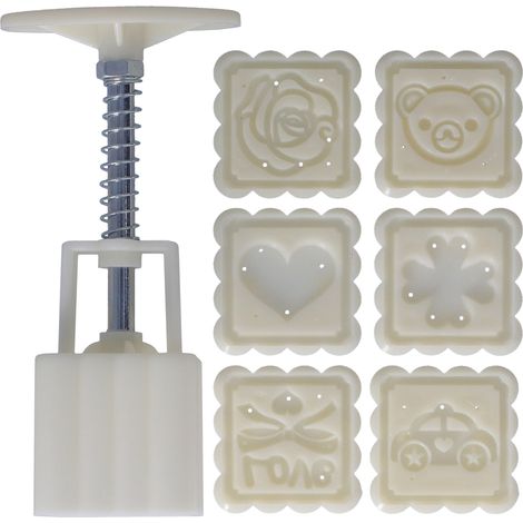 Rechteckige ABS-Kuchenform mit 6 Motiven für Gebäck und Mondkuchen, 50 g (1/5)