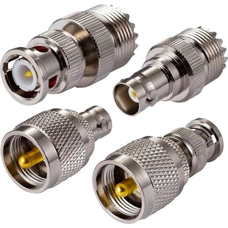 Adaptateur Antenne UHF Vers BNC - 4 Pièces - Cuivre Nickelé - Connecteur SO239 PL259 - Radio CB Walkie Talkie (1/4)