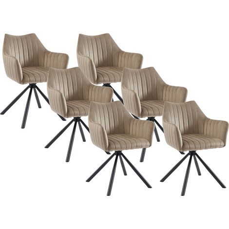 Sedia con braccioli in Velluto e Metallo Beige - Lotto di 6 - IZIALI DI PASCAL MORABITO (1/4)