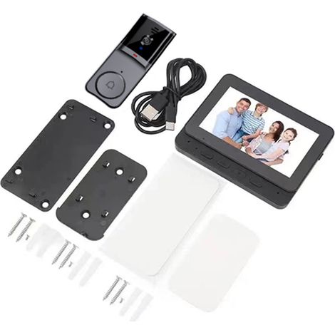 Interphone bidirectionnel, sonnette vidéo sans fil avec vision nocturne infrarouge et caméra HD grand angle, caméra de surveillance HD avec vision nocturne infrarouge.-AquaForge