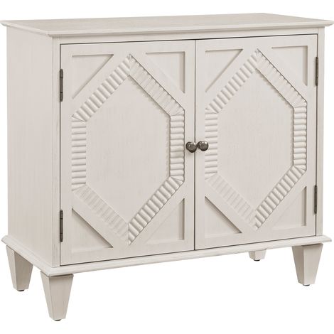Sideboard mit 2 Türen, Verstellbarem Einlegeboden und Retro-Muster, aus MDF, 96.52 x 47.96 x 21.29 cm, Antikweiß (1/5)