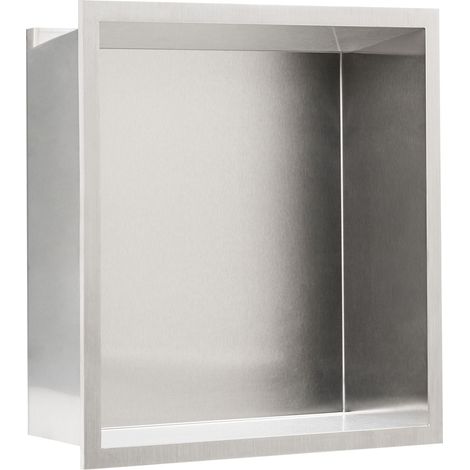 Niche de Douche Moderne à Éclairage LED en Acier Inoxydable Finition Brossée 33 x 33 cm Argenté Itaipu (1/5)