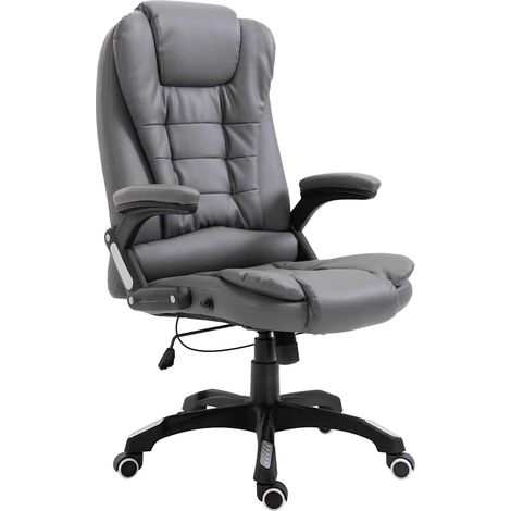 vidaXL Silla de oficina de cuero sintético gris antracita (1/5)