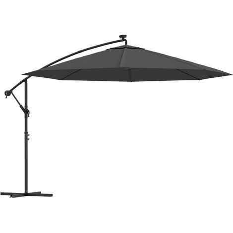 Maison Exclusive - Ombrellone a Sbalzo con LED e Palo in Acciaio 350 cm Antracite (1/5)