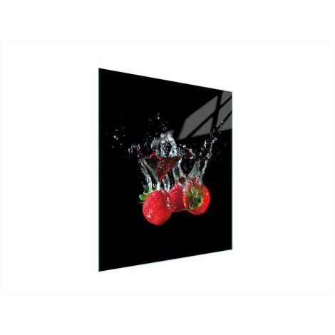Planche à découper en verre 45x52 fraises (1/5)