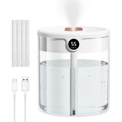 Humidificateur d'air 2L pour chambre – Double pulvérisation – Niveau sonore 36 dB – Utilisation jusqu'à 20 heures – Veilleuse intégrée - 2Lpour (1/4)