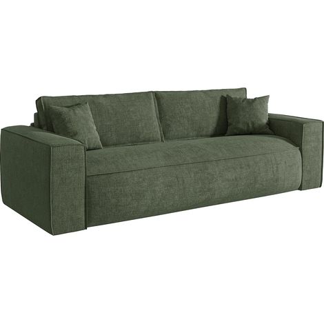 Divano letto 4 posti express in tessuto verde abete Letto 160 cm Materasso 16 cm memory foam - AMELIA (1/5)