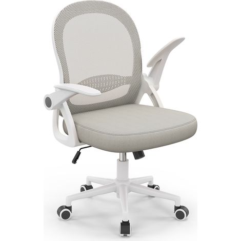 Chaise de bureau ergonomique avec soutien lombaire – Réglable en hauteur (10 cm) – Avec roulettes multidirectionnelles – Charge 136 kg – Fauteuil avec dossier en maille – Gris (1/5)