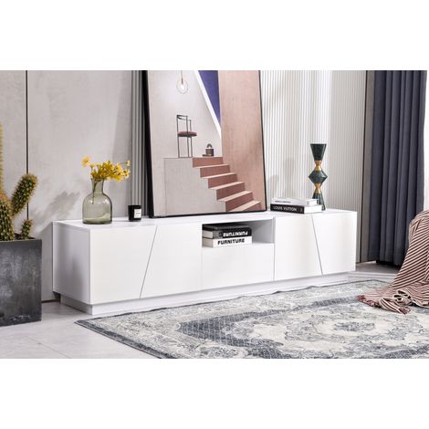 Mobile TV bianco 170 cm con cassetto e vani portaoggetti (1/5)