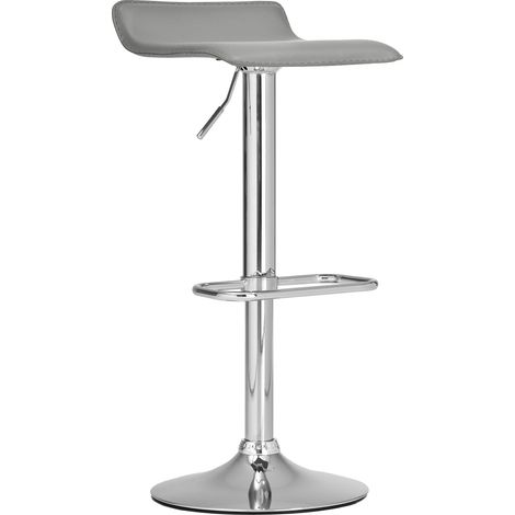 Sgabello da bar x1 con poggiapiedi sedile girevole a 360° design semplice PVC grigio e metallo cromato 100004802