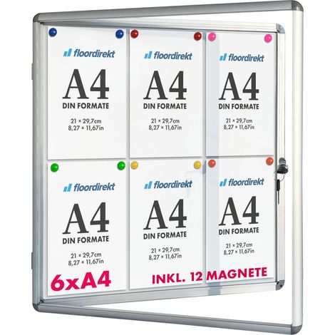 Schaukasten Innen Premium 70 x 67 cm 6 x A4 Mit 12 Magneten