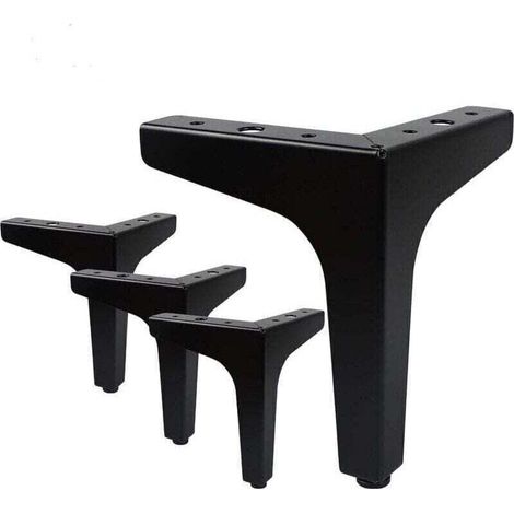 Lot de 4 Pieds de Meubles Charge Jusqu'à 600 KG, Pied de Table Modernes en Métal en Forme de Triangle, Pied Meuble Épingle pour Placard, Canapé, 4 Protège Pieds, Noir(15cm) (1/4)