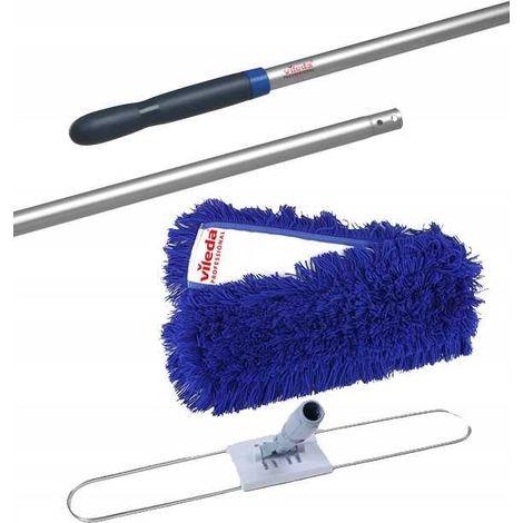 Set: inserto per scopa in acrilico 60 cm + manico per mocio in metallo 60 cm + manico in alluminio blu