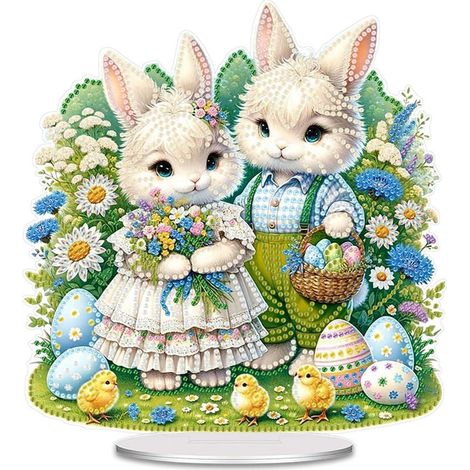Diamond Painting Osterhase Tischdeko Bastelset Frühling Ostereier Deko (1/4)