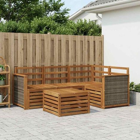 vidaXL Outdoor-Sofagarnitur 5 pcs Natur 59 x 59 x 37 cm Polyester (1/5)