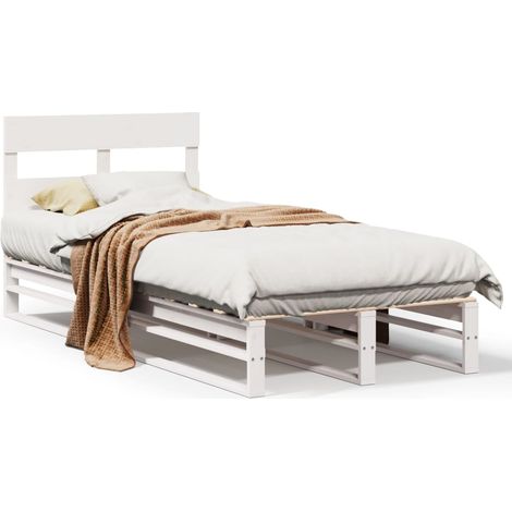 Maison Exclusive - Cadre de lit sans matelas blanc 90x200 cm bois de pin massif (1/5)