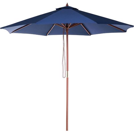 Ombrellone da giardino blu scuro con palo in legno 270cm Toscana