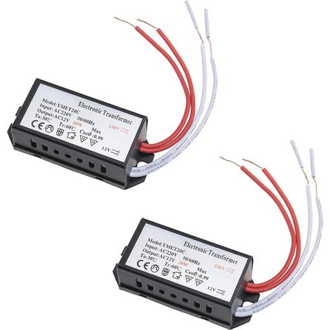 2x AC 220V à 12V Transformateur Électronique LED Convertisseur de Tension de Pilote d'alimentation pour Ampoules Halogènes Lampe à Quartz (1/5)