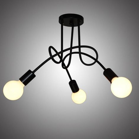 Plafoniera Nero Moderna Lampada a Sospensione 3 Luci Illuminazione Soffitto Vintage Luce Pendente E27 per Soggiorno Cucina Ristorante