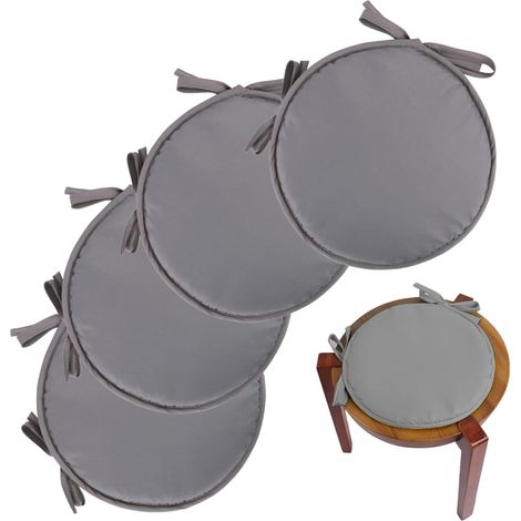 Coussins de siège ronds 4 pièces de diamètre 30 cm coussins de tabouret de bar coussins de chaise ronde avec 2 sangles coussin de siège de jardin doux de couleur unie pour intérieur et extérieur (1/5)