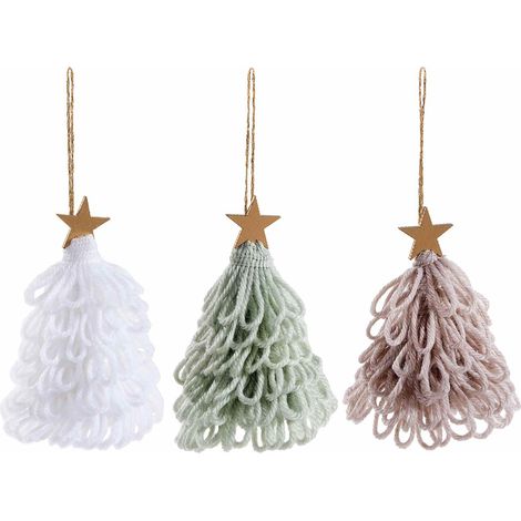 Addobbo ad albero di Natale in maglia colorata con stellina dorata, con cordino per appendere, set da 36 pezzi, Ø 8 cm x 9,5 H
