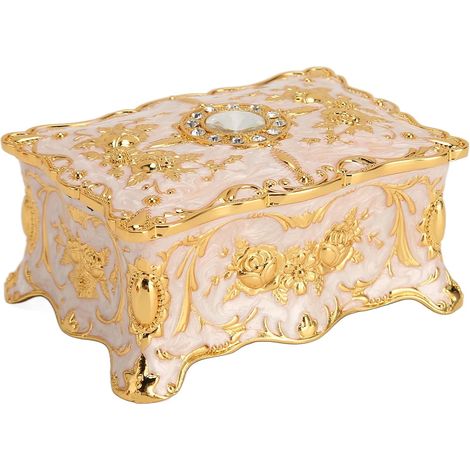 Vintage Jewelry Box, Cute Jewelry Box, European Style Jewelry Box, 3.5 2.8 1.8 Inches for Jewelry Storage (Gold) (1/5)