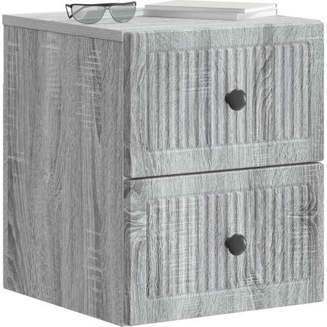 Maison Exclusive - Mobiletto da notte a muro Grigio Sonoma 33 x 34,5 x 40 cm