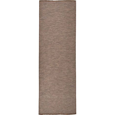 vidaXL Tapis à tissage plat d'extérieur 80x250 cm Marron