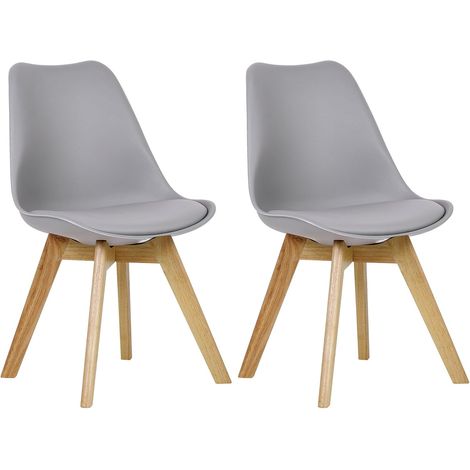 WOLTU Coppia Sedie Cucina Sedia Imbottita Moderna Con Schienale PU Gambe Legno Grigio (PU) (1/5)