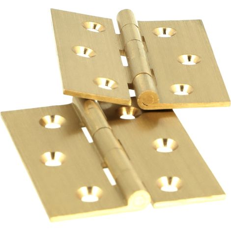 2 PEZZI - CERNIERA DI TIPO STRETTO CON PERNO FISSO 50x30MM - IN OTTONE LUCIDO