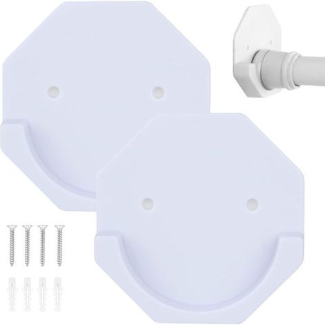 Support de tringle de douche, support de rideau à tension adhésive, cache-embout pour tringle adhésive, support de suspension à vis, adapté à l'installation dans une armoire de salle de bain (1/5)