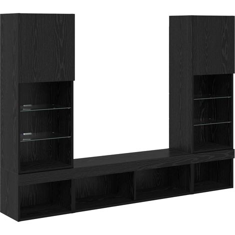 Meubles TV muraux, Armoires TV suspendues avec LED 5 pcs Chêne noir Bois d'ingénierie fr2793 - Maison La Vie