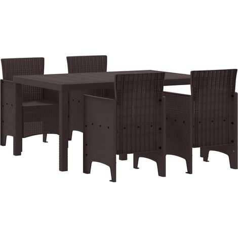 Ensemble de salle à manger pour jardin 5 pcs,Salon de jardin Marron Rattan Polt CFW69583 (1/5)