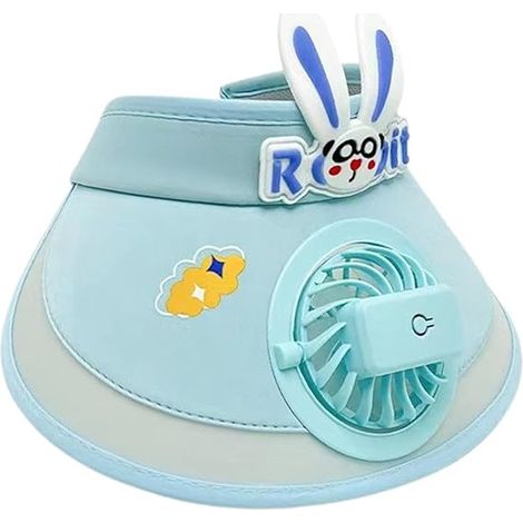 Chapeau de soleil avec ventilateur pour enfants  Chapeau rechargeable à oreilles de lapin avec ventilateur intégré - Chapeau